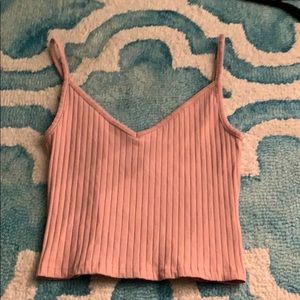 pink ribbed tank